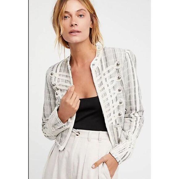 Free People Ivy Embroidered‎ Military Structured Circus Jacket Size XSmall - Picture 1 of 11